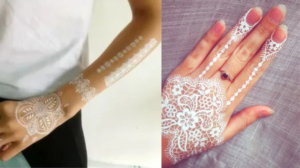 Lace white henna designs